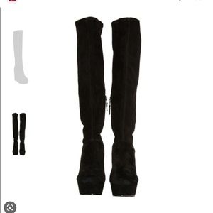 Alice & Olivia knee high yula boot black suede